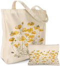 Miss Adola Aesthetic 2 Pack Canvas Tote Bag - with Makeup Zipper Pouch for Women Bag for Shopping, Gym, Travel, Vacation