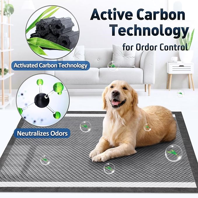 Gimars Upgrade Odor Control 4XL 36x36 Extra Large Thicken 9 Layers Extra Absorbent Charcoal Pee Pads for Dogs - Leak Proof Dog Training Pads Quick Dry - 100 Counts