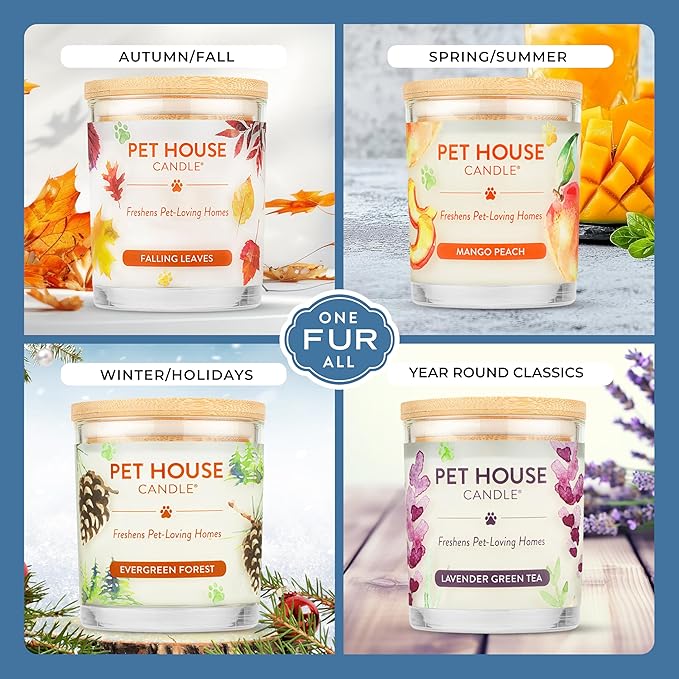 Pet House Candles, Plant-Based, Clean Burning, Long Lasting Pet Odor Candle for Home - Snow Cone
