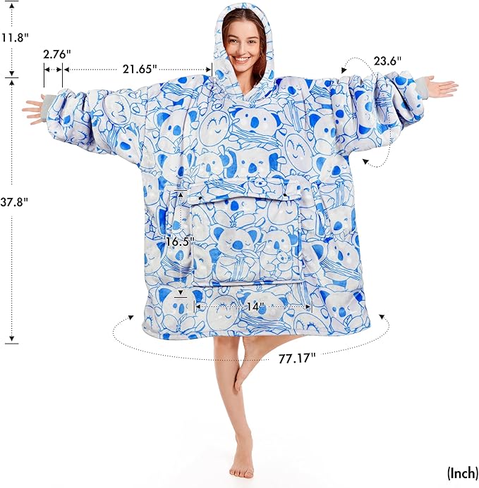Narecte Cozy Oversized Blanket Hoodie Wearable Blanket Adults Soft Hooded Blanket Hoodie Birthday Gifts for Women Christmas