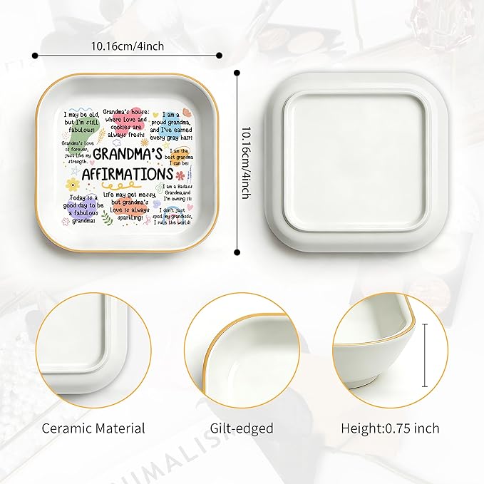 PUDDING CABIN Grandma Gift: Grandma's Affirmations Jewelry Dish - Today is a good day to be a fabulous Grandma! - Gifts for Grandma Mother’s Day, Birthday, Christmas & Wedding