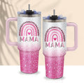 Gifts for Mom - Mama Tumbler 40 oz with Handle and Straw, Leak Proof Insulated Cup - Christmas, Mothers Day Present from Daughter Son, New Mom Gift