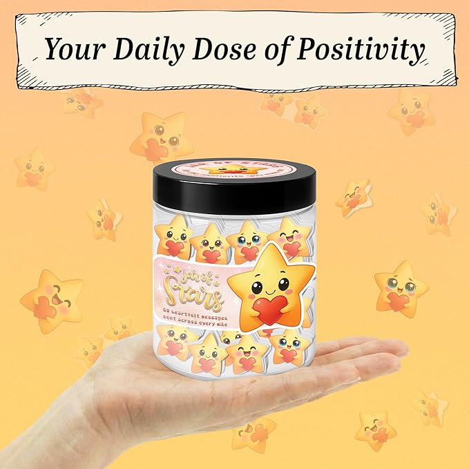 Miarita Jar Of Stars - 60 Emotional Support Affirmation Cards Long Distance Relationship Moving Away Farewell Goodbye Leaving Gifts for Women Friend Couple Boyfriend Girlfriend Coworker