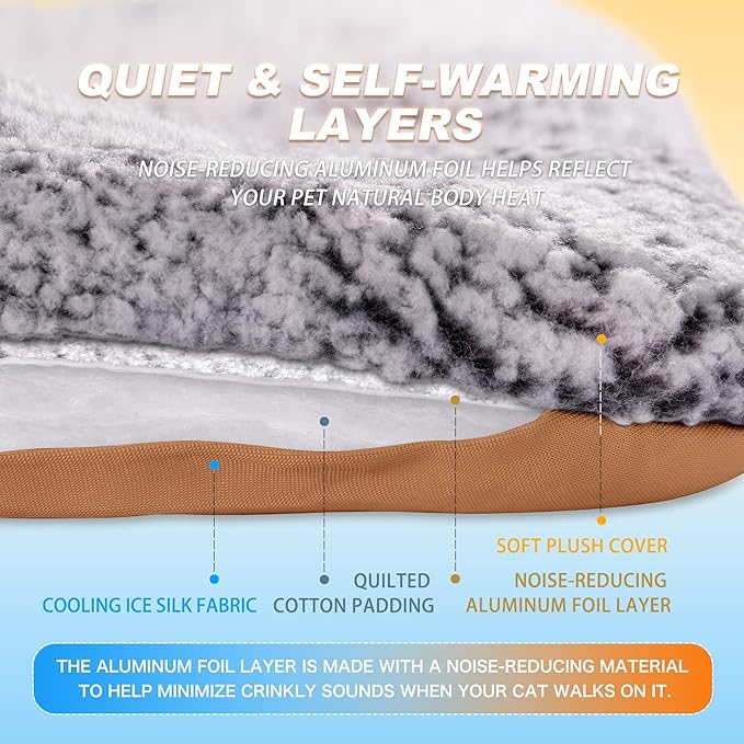 Cooling Cat Bed, Self Warming Cat Bed, Reversible Warm & Cooling Cat Bed, Winter Warm Cat Pad & Summer Cooling Cat Mat for Kittens & Small Dogs, Perfect for Crates, Beds & Sofas, Dark Brown, 18" x 24"