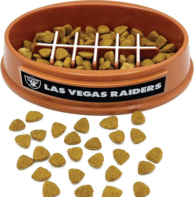 NFL Super-Bowl - Las Vegas Raiders Slow Feeder Dog Bowl, Football Design for Healthy Digestion, Non-Slip Pet Feeder for Large & Small Dogs & Cats