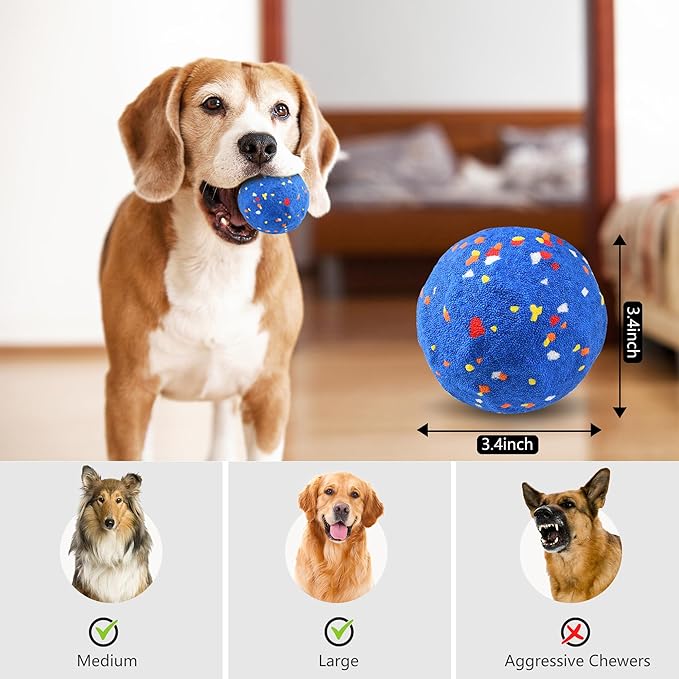 Interactive Dog Ball - Large E-TPU Automatic Vibrating Toy for Medium/Large Dogs, Motion-Activated Active Rolling Balls, Indoor/Outdoor Chew Proof Toy to Relieve Boredom & Anxiety(Blue,Large)
