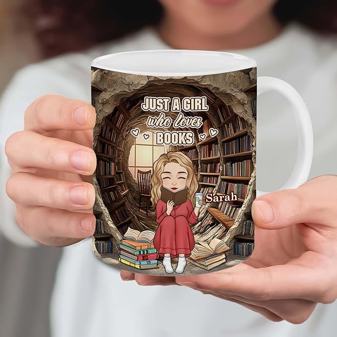 Personalized Book Lover Gifts - Book Lovers Gift For Bookworm, Readers, Librarians, Bookish - Library Bookshelf Mug With Custom Avatar - Bookish Gift For Friends, Women, Her