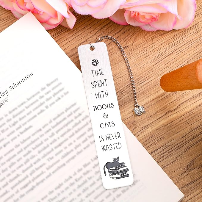 Cute Cat Bookmark, Zinc Alloy Black Cat Themed Book Marker Book Lover Gift Funny Practical Reading Accessories Merch for Reader Women Men