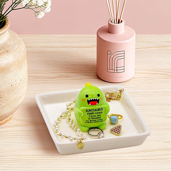 Funny Gift for Aunt Mothers Day Aunt Gifts from Niece Nephew - Auntsaurus Ring Holder for Jewelry Rings Earrings Necklace Bracelets Organizer, Mothers Day Birthday Christmas Gift for Auntie