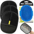 4PCS Professional Pet Hair Remover Glove Set, Black Mesh, Grooming Brush with Silicone Tips, for Dogs and Cats (3-Pack Gloves + 1 Brush)