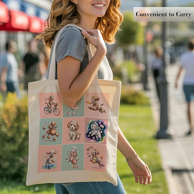 Pets Lover Gifts Tote Bag for Women, Dogs Cats Bee Aesthetic Canvas Bag with Inner Pocket