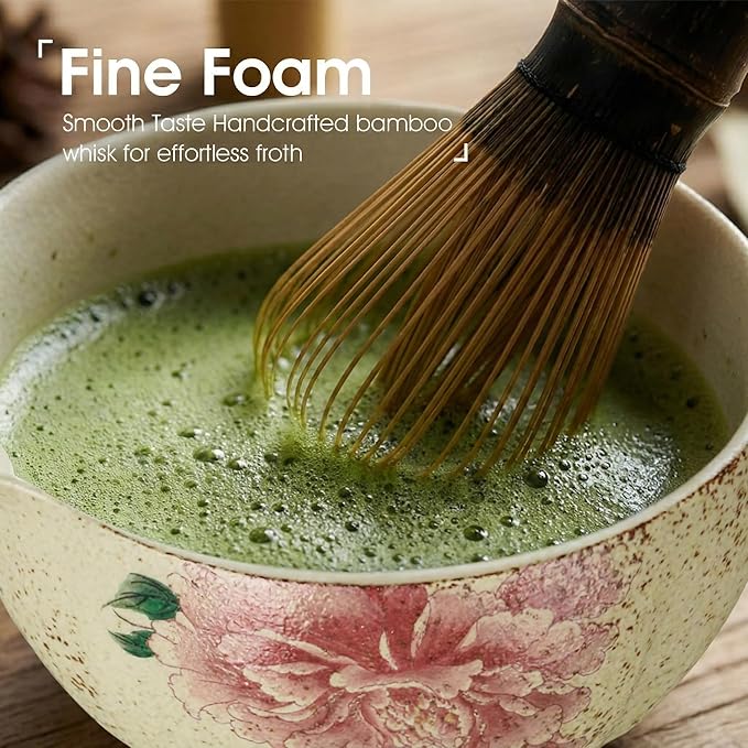 Matcha Whisk Set, 7-Piece Matcha Kit with Ceramic Bowl, Bamboo Whisk, Scoop, Sifter, Holder & Bamboo Mat – Premium Matcha Tea Set for Beginners & Matcha Lovers, Gift Ready