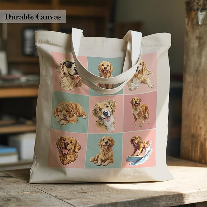 Pets Lover Gifts Tote Bag for Women, Dogs Cats Bee Aesthetic Canvas Bag with Inner Pocket