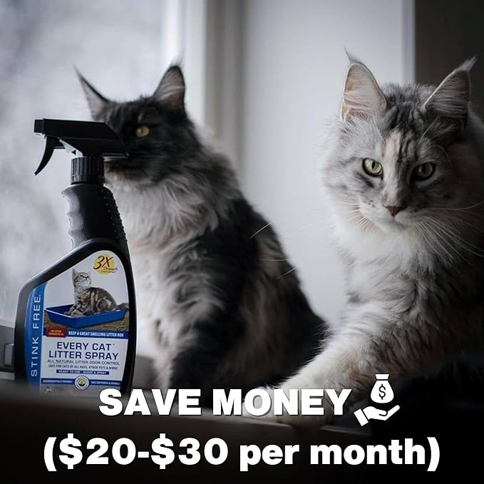Every Cat Litter Spray Odor Eliminator (2 Pack) - Cut Litter Box Changes in Half! 24 oz.