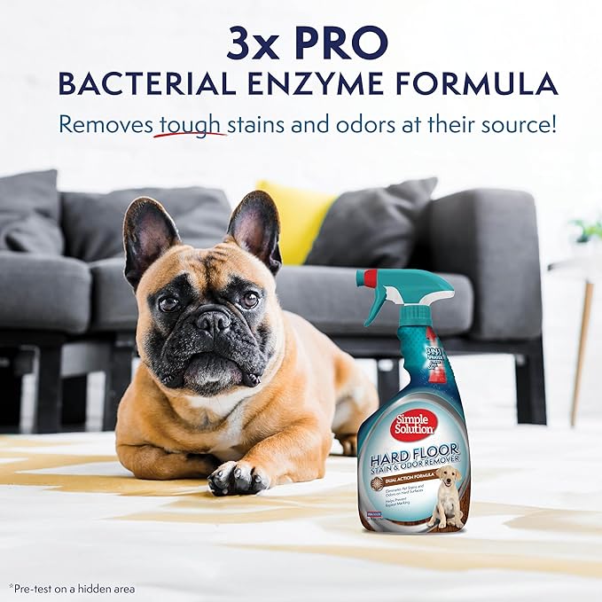 Simple Solution Hard Floor Pet Stain and Odor Remover, Dog Stain and Odor Eliminator Spray, Enzyme Cleaner, Pet Urine Remover for Hardwood Floors, Pee and Poop Destroyer, 32oz and Gallon Bundle