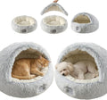 Hooded Dog Bed, Cat Cave Bed with Removable Hood, 2-in-1 Convertible Donut Cat Bed, All Season Fluffy Pet Bed for Cats Small Dogs (Cave Nest - Grey, Large Size 23.6 in)