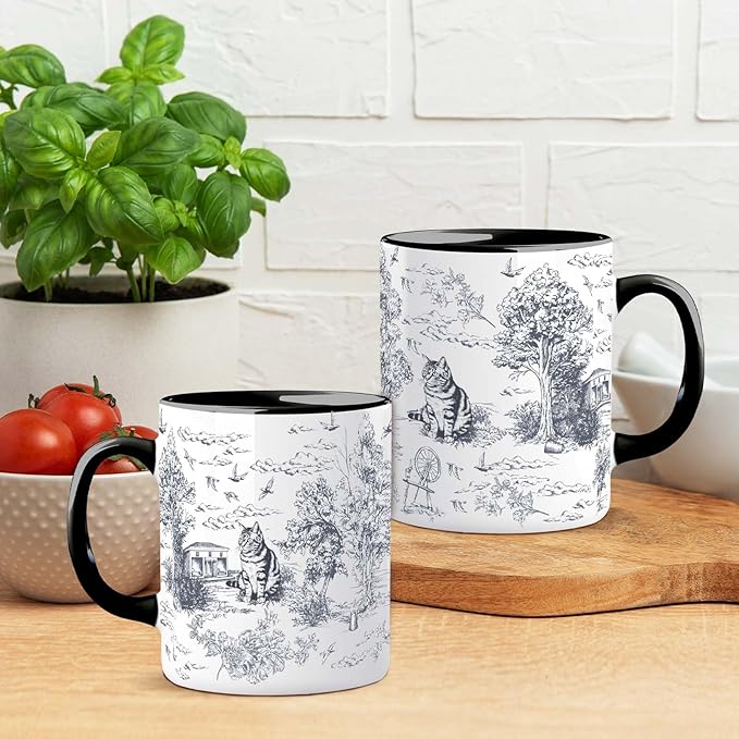 Cat Mug 11 Oz Cute Ceramic Coffee Tea Cup for Women, Funny Cats Lover Gift for Christmas, Birthday, Housewarming - Gifts for Her, Mom, Cat Ladies, Kids and Friends