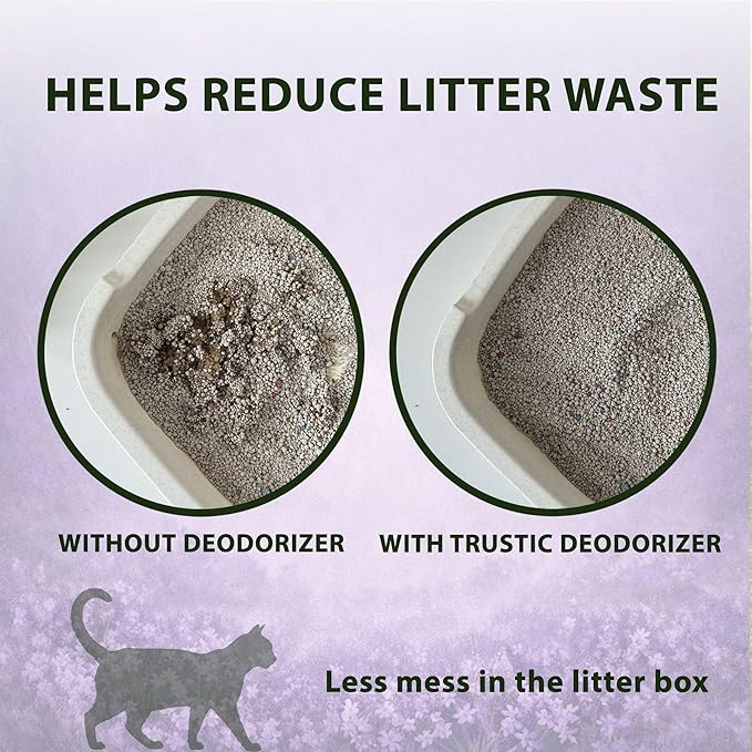 Cat Litter Deodorizer Powder - Litterbox Odor Eliminator - Smell Absorber for Litter Box and Scent Neutralizer (7 oz, Lavender)
