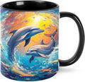 Dolphin Coffee Mug Funny Ceramic Tea Cup With Handle Dishwasher Microwave Safe for Women 11oz Porcelain