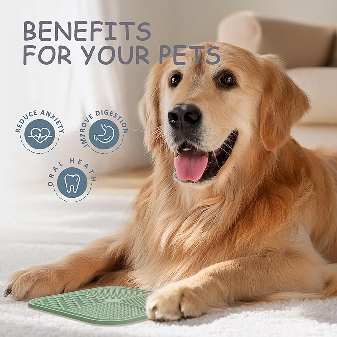 2 Pack Lick Mat for Dogs,Cats,Upgraded 8.5×8.5 inches Licking Mats with Suction Cups,Slow Feeder Licking Pad for Anxiety Relief and Boredom Reducer,Suitable for Dog Training Set 6