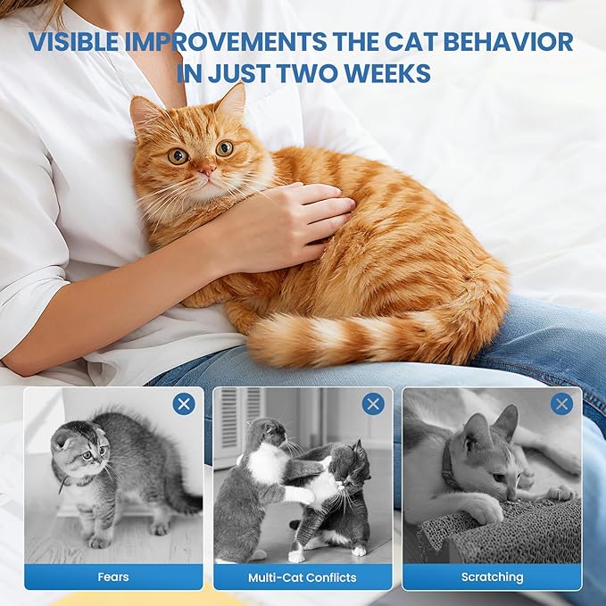 Cat Calming Diffuser, 6 in 1 Kitten Pheromones Calming Diffuser, Multicat Calming Diffuser, Relaxing Pheromone for Cat Relief Stress Anxiety Fighting Scratching, 2 Diffuser 4 Refill(48ml)