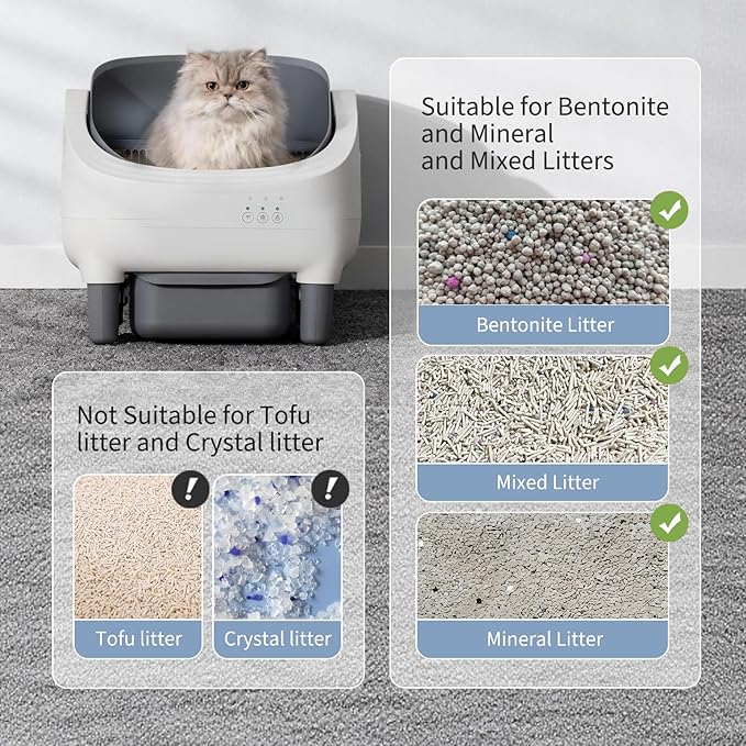 GarveeLife Automatic Self Cleaning Litter Box with APP Control, Open-Top Smart Cat Litter Box for Multiple Cats, 7-Layer Safety Sensors, 10.5L Large Waste Bin, Ultra Quiet, for Large Cats & Kittens