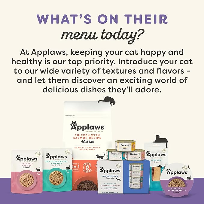 Applaws Natural Wet Canned Cat Food, Limited and Natural Ingredients, High Protein with No Artificial Additives, Variety Selection in Broth (24 x 2.47 oz Cans)