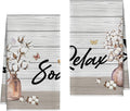 Kitchen Towels Set Of 2, Flower Vase Butterfly Dish Towel For Kitchen, Farm Vintage Bathroom Decorative Hand Towels, Farmhouse Fast Drying Tea Towel, Housewarming Xmas Gifts For Women Mom -B39