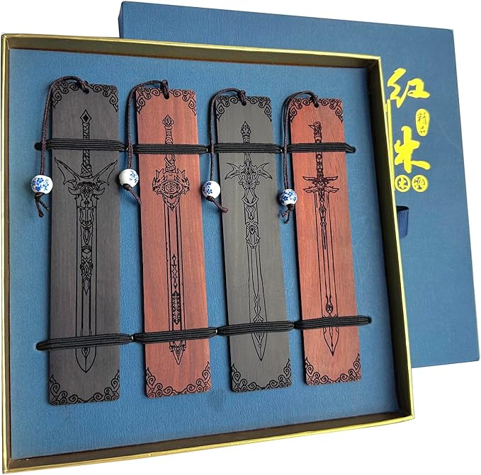 ZQZYMXQ 4Pcs Sword Bookmark, Cool Bookmarks for Men, Gifts for Book Lovers Men (Sword Set)