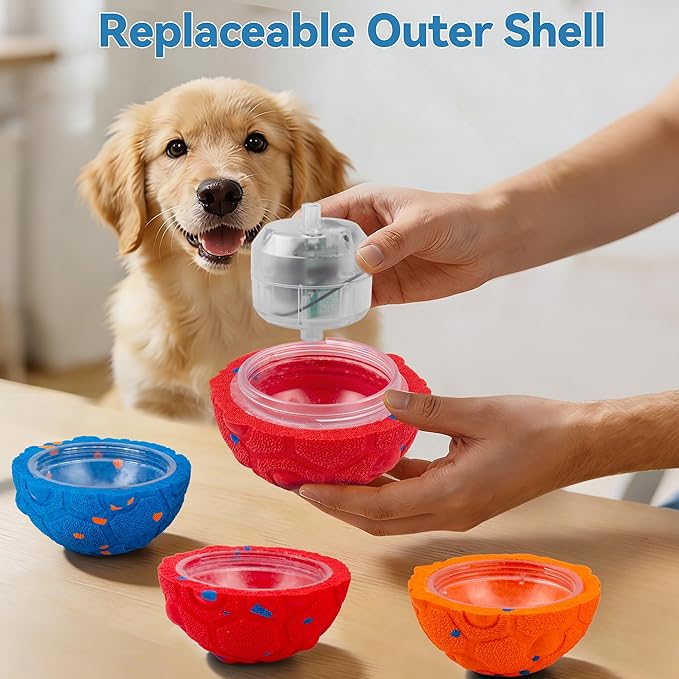 Newget Interactive Dog Toy Ball Replacement Shell, Chew-Resistant E-TPU Durable Cover for Medium & Large Dogs, Spare Outer for Smart Rolling & Bouncing Balls, Red (No Ball Core)