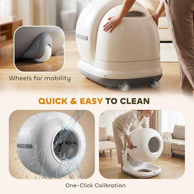 PawHut Automatic Litter Box, Self Cleaning Litter Box for Multiple Cats, 72L Extra Large, App Control, Odor & Noise Control, Safety Sensors, Deodorant Gel, Litter Mat, 1 Roll Garbage Bag