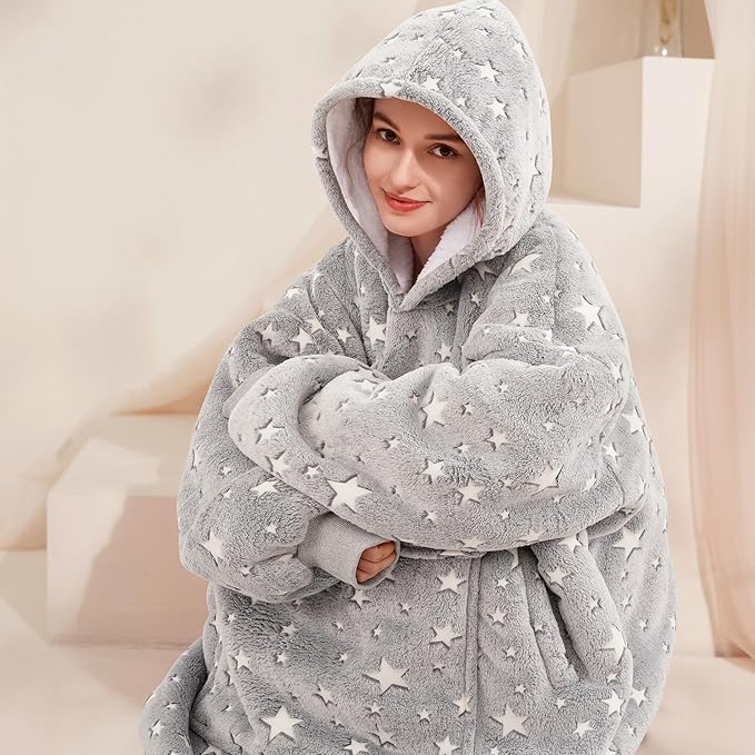 Narecte Cozy Oversized Blanket Hoodie Wearable Blanket Adults Soft Hooded Blanket Hoodie Birthday Gifts for Women Christmas