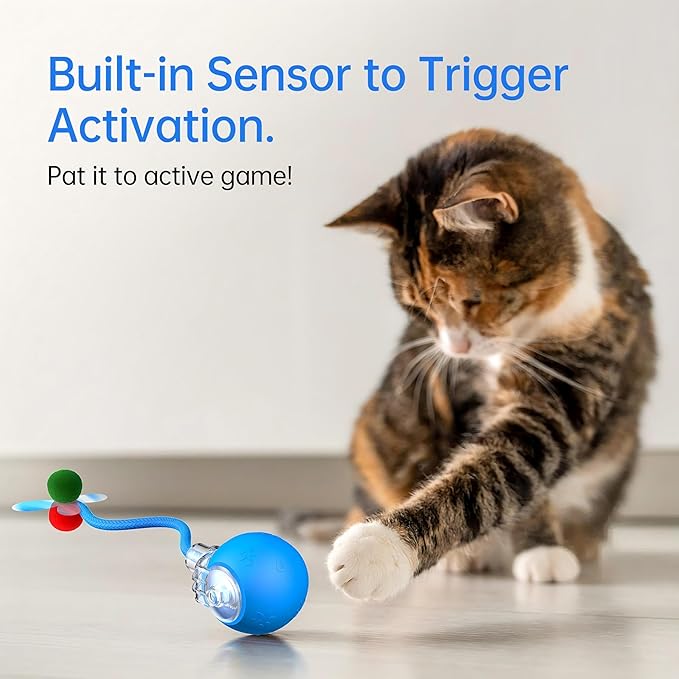 2026 Newly Upgraded Version 3.0 Cat Toys, Cool Intelligent Interactive Cat Ball for Indoor Bored Cats, Automatic Rolling Ball 3.0 Puzzle Toy, Electronic Rolling Pet Chase (Orange-1 pcs)