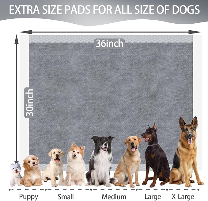 Extra Large Pee Pads for Dogs - 30"x36" Puppy Pads Activated Charcoal Bamboo Odor Control & Super Absorbent, Jumbo Disposable Potty Training Pads - 30 Count