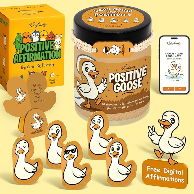 Stofinity Silly Positive Goose White Elephant Gift, Easter Gifts For Women - Xmas Basket Gift Ideas For Teen Girl Trendy Stuff, Goose Birthday Present For Women, Motivational Desk Decor