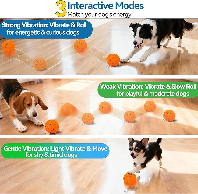 Newget Interactive Dog Toy Ball with Remote, 3 Modes Smart Moving Dog Balls with Touch Wake-Up, Automatic Bouncing/Rolling Chew-Resistant Ball for Medium & Large Dogs to Keep Busy, Indoor/Outdoor