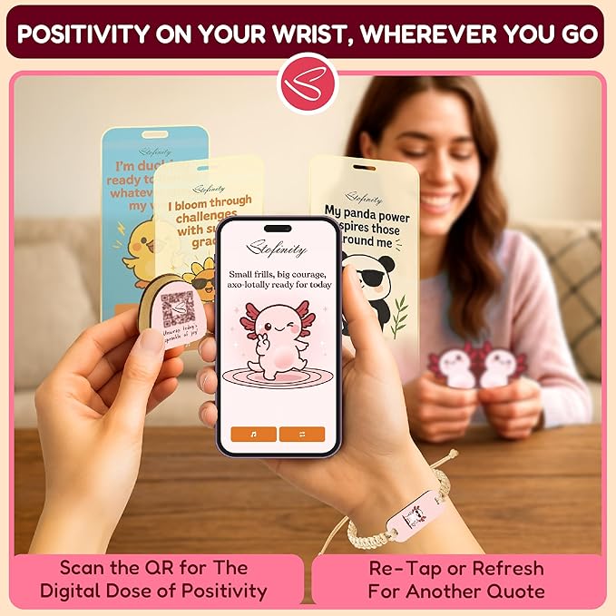 Stofinity Positive Axolotl Gifts For Girls - Fun Back To School Gifts For Kids Teens, Cute Secret Santa Gift For Women Friend, Tiny Axolotl Card For Birthday, Christmas, Valentine, Easter