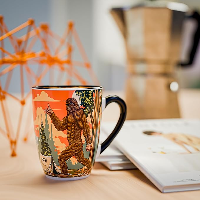 Color Changing Bigfoot Coffee Mug 15OZ - Ceramic Heat Sensitive Cup Hot Cocoa Tea Milk Mugs Hot Drinks and beverages Unique Beautiful Funny Holiday Christmas gift Idea Sasquatch Cryptid lovers men dad