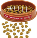NFL Super-Bowl 49ERS Slow Feeder Dog & Cat Bowl. Football Design for Healthy Digestion. Non-Slip for Large & Small Pets