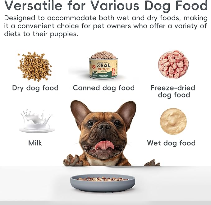 Slow Feeder Dog Bowls, Silicone Slow Feeder for Dogs & Puppies, Dog Puzzle Bowl with Suction Cup for Anxiety Relief, Slow Eating, Dishwasher Fit, for All Breed, Grey