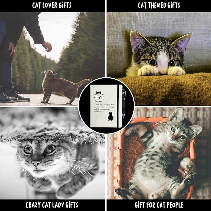 Cat Lover Gifts Women, Black Cat Journal 200 Pages Engraved Notebook A5 Lined with Pen, Black Cat Gift, Cat Humor Themed Gifts for Cat People, Crazy Cat Lady, Cat Owner, Cat Mom Birthday Christmas