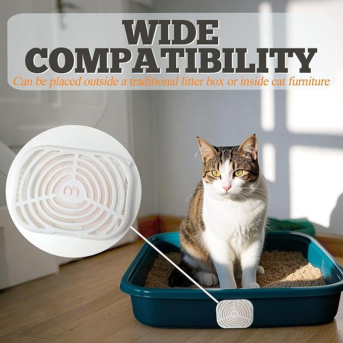 Cat Litter Box Deodorizer Compatible with Whisker OdorTrap Pod, Odor Filters for Litter-Robot and Traditional Litter Boxes, Pet Odor Eliminator