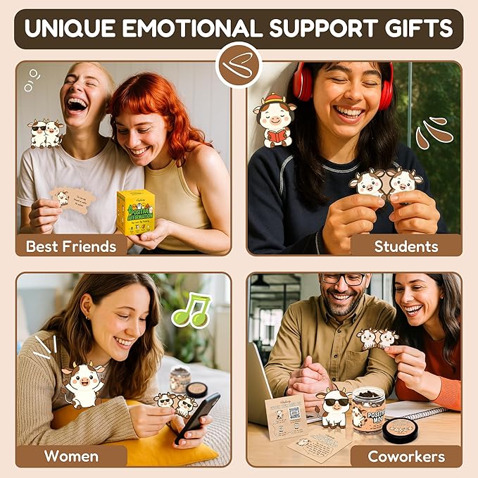Stofinity Positive Cow Gifts For Women Cow Lovers - Daily Affirmation Cards For Men Coworkers, Cute Friend Birthday Gifts For Women Teacher, Trendy Stuff Teenage Girl Gift For Christmas, Easter