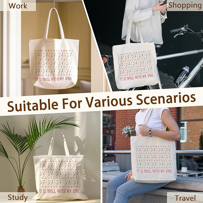 Tote Bag For Women Man, Reusable Work Shopping Grocery Shoulder Bags