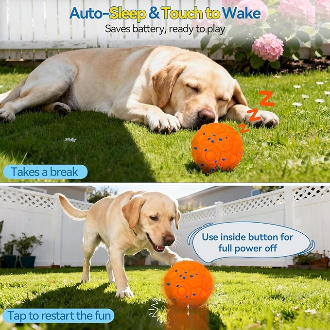 Newget Interactive Dog Toy Ball with Remote, 3 Modes Smart Moving Dog Balls with Touch Wake-Up, Automatic Bouncing/Rolling Chew-Resistant Ball for Medium & Large Dogs to Keep Busy, Indoor/Outdoor