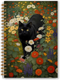 Vintage Moody Botanical Black Cat Notebook, Cottagecore Colorful Wildflower Witchy Kitty Journal for Writing, Cat Office Supplies, Spiral Notebook 5.5x8.3 Inch