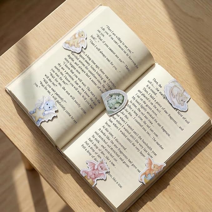Dragon Magnetic Bookmarks Gifts - 15 Pcs Fantasy Cute Funny Bookmark for Women Kids Book Lovers Students Bookworms Birthday Graduation Gift Magnet Page Clips School Office Reading Accessories
