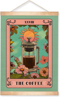 HEYJEEPER The Coffee Wall Art,Vintage Tarot Card Linen Print Posters,Green Floral Boho Kitchen Wall Hanging Decor for Cafe Bar,Dining Room, Barista Station, Gift for Coffee Lovers 14x18inch (Coffee02)
