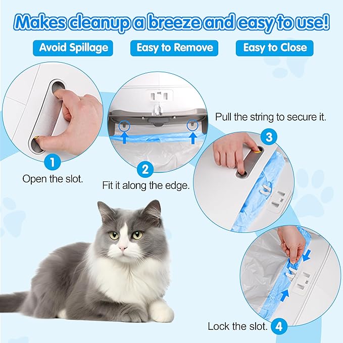 120count Automatic Litter Box Bags for Cat High-Density Polyethylene Compatible with MeoWant MW-SC01 MW-SC02 1.5 Mil Thick 22 lb Max Disposable Heavy Duty Scent Free - Clear 17.7 x 19.7