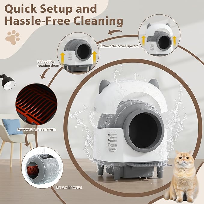 MAGIC UNION Automatic Self Cleaning Cat Litter Box for Multi-Cat Homes, App Remote Control Smart Robot Litter Box w/Multi-Sensor Safety Protection, Comes with 2 Liner Bags and 1 Scent Cartridge